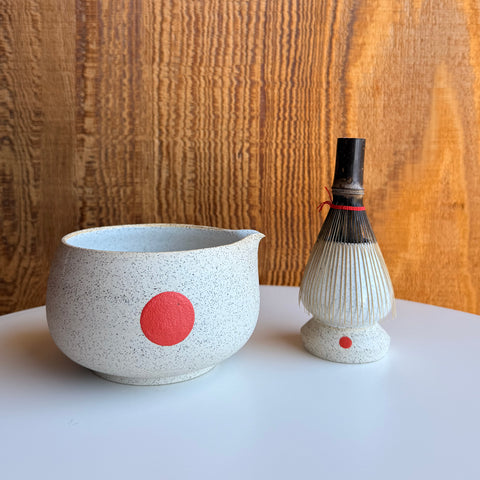 Quiche Ceramics Red Circle Matcha Bowl